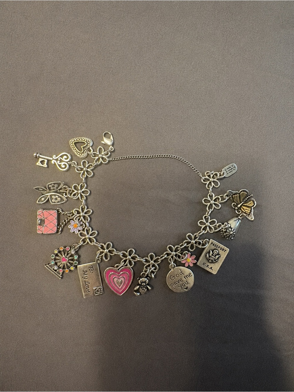 James Avery Silver Charm Bracelet with Pink Accents